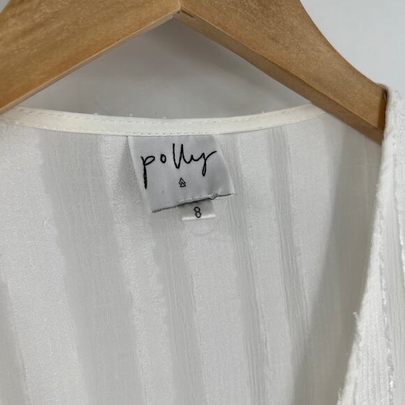 Princess Polly White Striped Wrap Mini Dress Size 4 - Picture 4 of 7